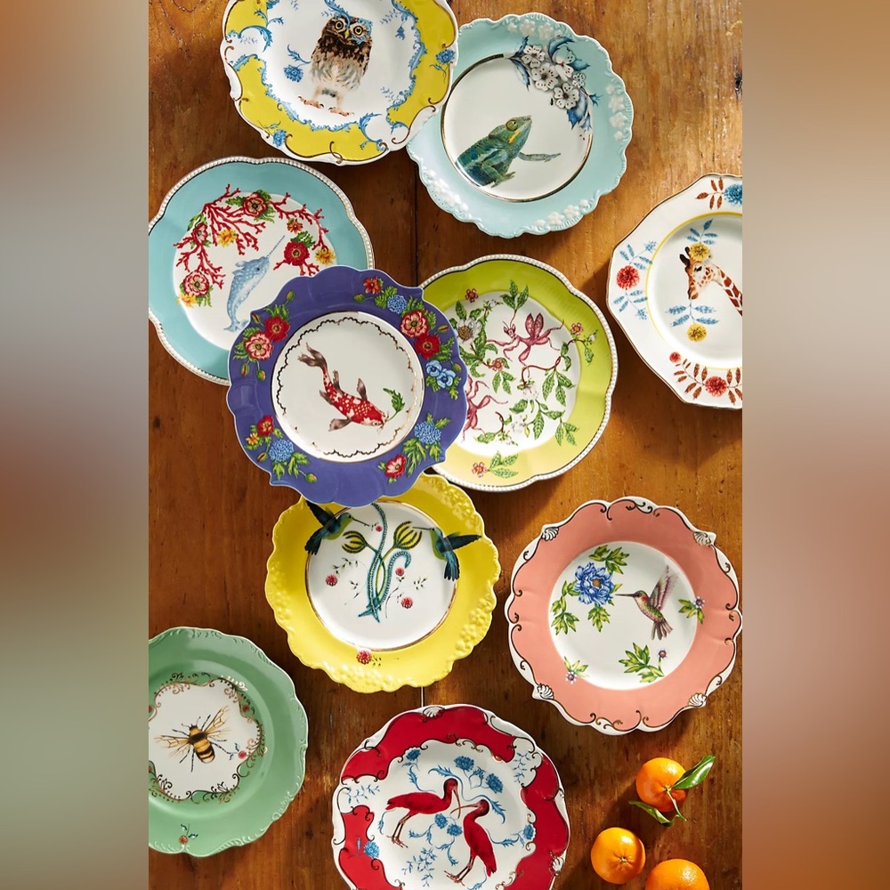 Vintage Anthropologie Lou Rota NATURE TABLE DESSERT PLATE Set of 6 - Picture 16 of 16